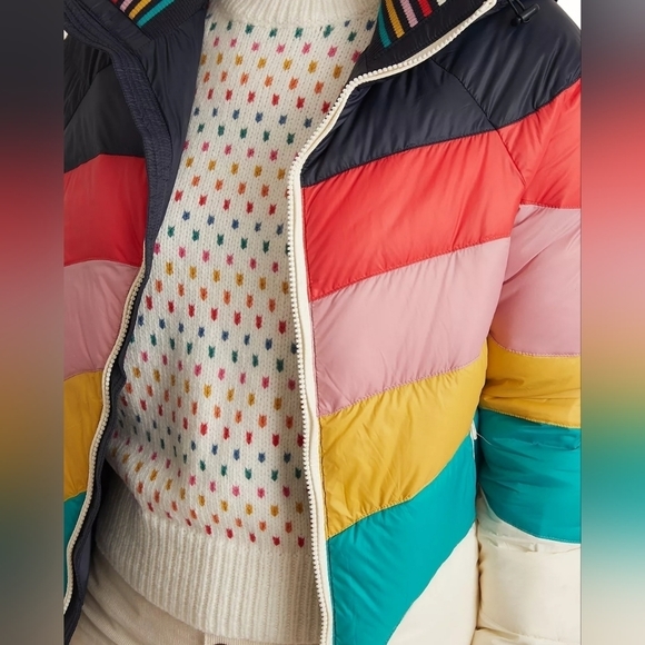 Marine layer Apres Puffer in Navy Rainbow Wave - Picture 6 of 10
